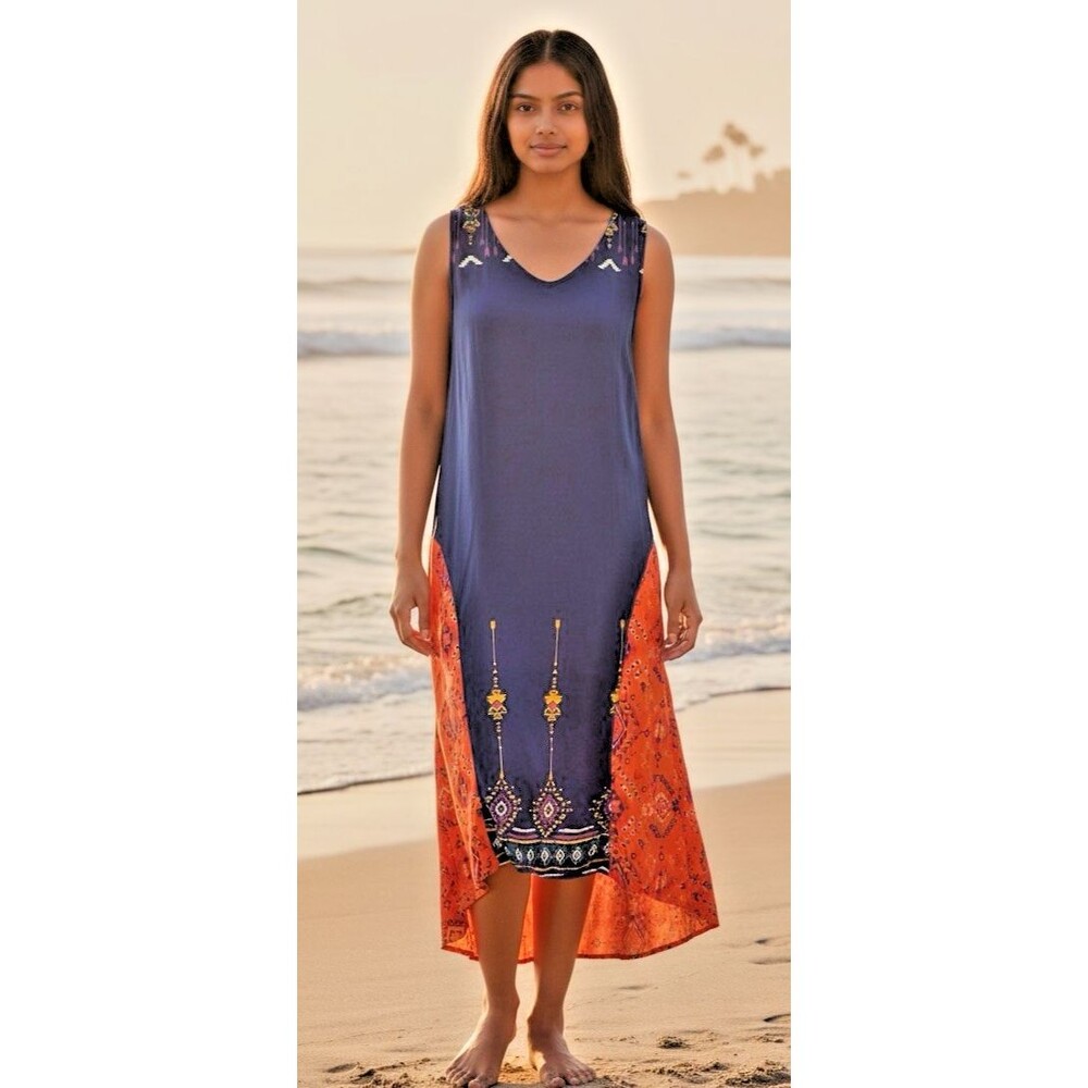 Triyaa indie NWOT womens asymetrical straight kurta dress Small summer vacation